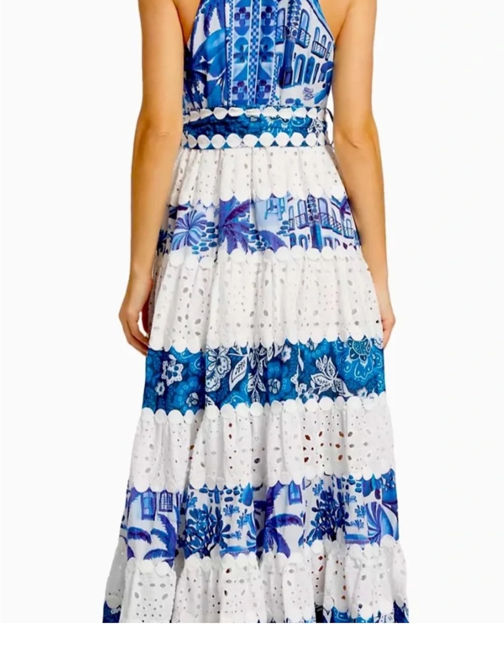 FARM Rio NWT Medium Mixed White and Blue Prints Maxi Dress - Picture 2 of 5